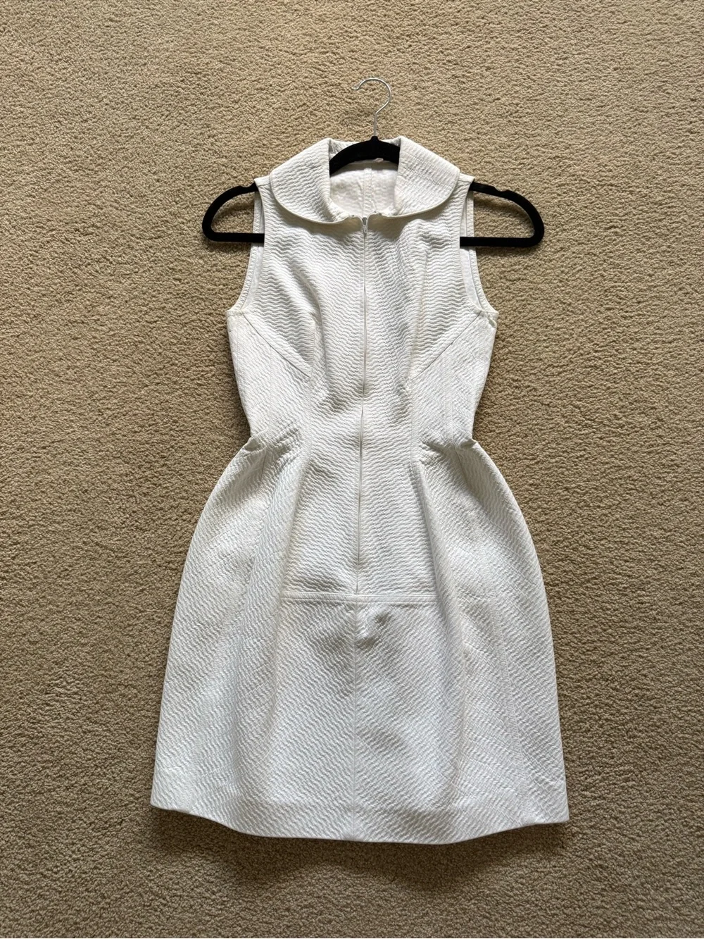 Alaia White Textured Sleeveless Fit-and-Flare Dress - Picture 1 of 4